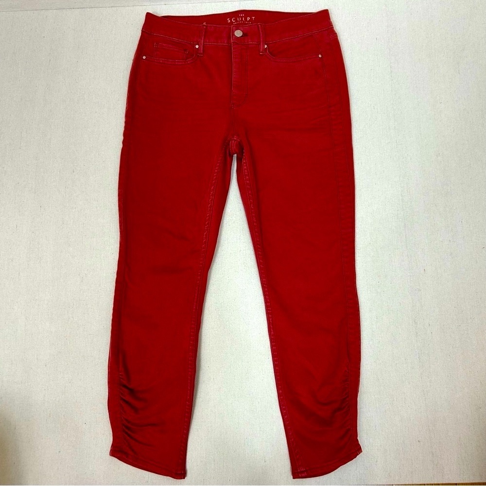 WHBM The Sculpt Skinny Crop Brick Red Jeans 6